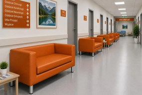 Sofa Monaco : Kolor nogi - Chrom, Kolor tkaniny - EKO-SKÓRA - 20D, Typ tkaniny - Eko-skóra , Wysokość nogi - 15 cm
