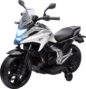 AIYAPLAY Motocykl Elektryczny dla Dzieci, Licencja Hondy, 3 km/h, Muzyka &amp; Światło, 3-6 Lat, do 30 kg, Biały