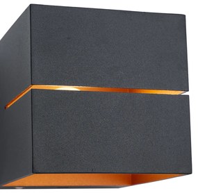 Nowoczesny Kinkiet / Lampa scienna czarny ze złotym wnętrzem z LED i dotykowym ściemniaczem, ładowalny - Joris Groove Nowoczesny Oswietlenie wewnetrzne