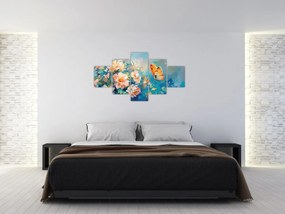 Obraz - Motyl i kwiaty, obraz olejny II. (125x70 cm)