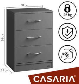 Casaria Szafka nocna ELOISE z podświetleniem, 54x39x28cm, antracytowa