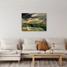 Obraz jeziora, przez które prześwieca słońce (70x50 cm)