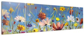 Malowany obraz kwitnącej łąki (170x50 cm)