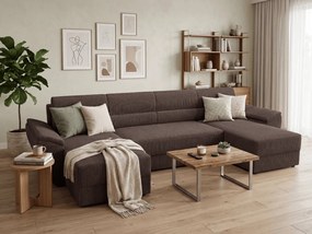 Rozkładana sofa w kształcie U TAVERO 321x140 cm, brązowa II jakość PROMOCJA