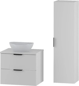 Biały Zestaw do Łazienki 60cm Szafka z Blatem Umywalka Pile