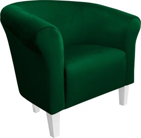 Fotel Milo tkanina Welur wygodny fotel tapicerowany do salonu i sypialni : Kolor nogi - Biała, Kolor tkaniny - VELVET - MG25, Wysokość nogi - 15 cm