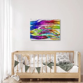 Obraz na szkle - Mur z cegły z kolorowymi płomieniami (70x50 cm)