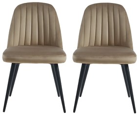 Zestaw 2 krzeseł ELEANA – welur i metal w kolorze czarnym – kolor beżowy