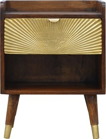 Szafka nocna Manila Gold Artisan Furniture, 1 szuflada, 1 otwarta półka, złota i brązowa