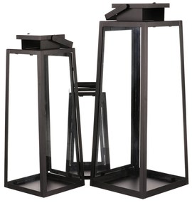 Zestaw latarni metalowych czarny, 3 szt.