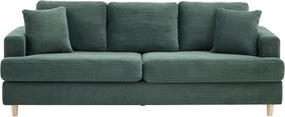 Kanapa 3-osobowa z zielonego weluru sztruksowego YOCABA