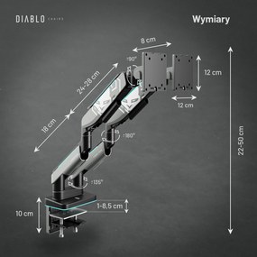 Podwójny uchwyt na monitory 49 cali, szaro-czarny RGB X-Arm Dual
