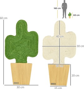 PawHut Drapak dla kota w kształcie kaktusa z matą do drapania Designerski i funkcjonalny mebel dla kota Dąb Biały Zielony | Aosom PL