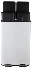 Stalowy kosz na śmieci 2x30 l do segregacji odpadów/z pedałem w matowym białym kolorze Aliya – Spirella