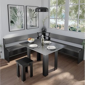 Grupa ławek narożnych czarny 210x210x80 roman