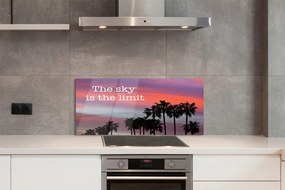 Szkło Ozdobne do Kuchni Napis pod Palmami o Zachodzie