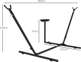 Outsunny Stojak na hamak, dla hamaków do 280 cm, Stal, 285D x 125S x 110W cm, Czarny