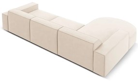 Beżowy aksamitny narożnik (lewostronny) Jodie − Micadoni Home