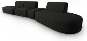 Czarna sofa z tkaniny szenilowej prawostronna 428 cm Paolo – Milo Casa