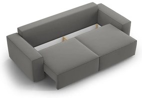 Jasnoszara aksamitna rozkładana/ze schowkiem sofa 247 cm Jodie – Micadoni