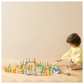 Classic world drewniane domino tor logiczny przeszkód układanka montessori 100 el.