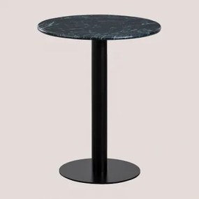 Okrągły Stół Barowy Z Marmuru (ø60 Cm) Rocher Zielony Marmur & Czarny - Sklum