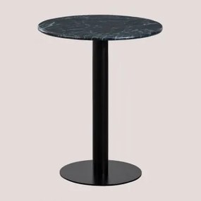 Okrągły Stolik Barowy Ø60 Cm Z Marmuru Rocher Czarny & Zielony Marmur Big Flower - Sklum