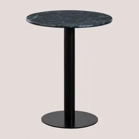 Okrągły Stolik Barowy Ø60 Cm Z Marmuru Rocher Zielony Marmur Big Flower & Czarny - Sklum