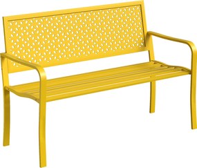 Outsunny Ławka ogrodowa 2-osobowa metalowa odporna na warunki atmosferyczne z odpornym na rdzę oparciem, geometryczna do 240 kg | Aosom PL