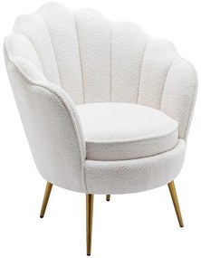 Fotel muszla z białej bukli - LALEA