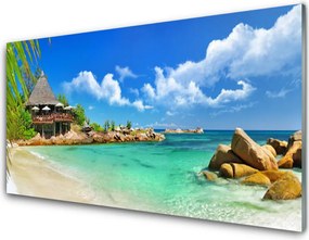 Panel Szklany do Kuchni Złoty Brzeg Oceanu