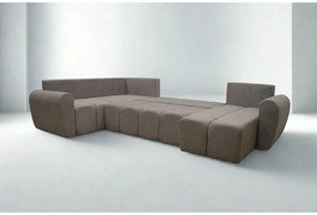 Narożnik w kształcie U, nowoczesny design, Bueno XL, niebieski - Lincoln 77, lewy