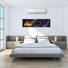 Obraz - Smok plujący płomieniami (170x50 cm)