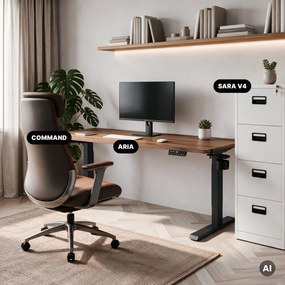 Biurko elektryczne z regulacją wysokości ergonomiczne antracytowe/orzech,1600x800 mm: ARIA