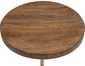 Stolik kawowy marmur i drewno, Ø 35,5 cm