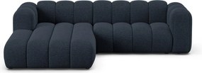 Ciemnoniebieski narożnik z tkaniny szenilowej (lewostronny/z szezlongiem) Lupine – Micadoni