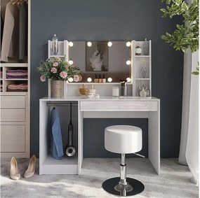 Stół toaletowy biały/biały wysoki połysk 119.8x50.1x76 sherry