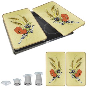 Płyty ochronne na kuchenkę FLOWERS, 2 sztuki, szklane