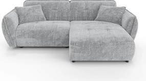 Jasnoszary narożnik z tkaniny szenilowej (prawostronny/z szezlongiem) Nelia – Ropez