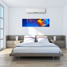 Obraz - Body art, złoto - niebieska kombinacja (170x50 cm)