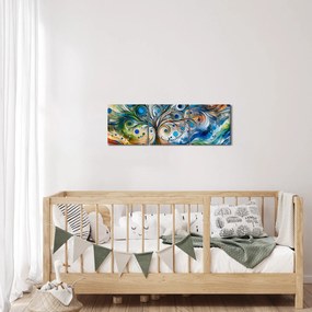 Obraz – Kolorowe energetyczne drzewo (z zegarem) (90x30 cm)