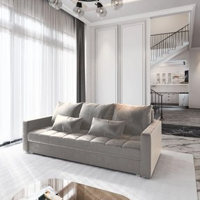 Masseno Sofa SIRO z funkcją spania i pojemnikiem na pościel, Rozkładana sofa - Beżowy, PAROS 02