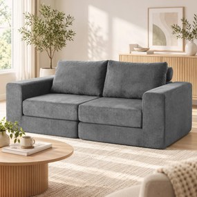 HOMCOM Sofa rozkładana 4-w-1 z funkcją spania, rozkładana, poduszki, 2-osobowa, szara | Aosom PL