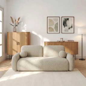 Sofa VIDI Rozkładana Dwuosobowa Beżowa Boucle Japandi