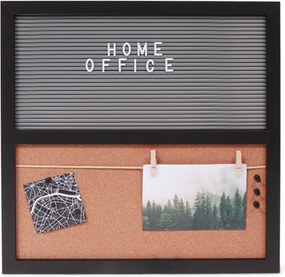 Tablica korkowa HOME OFFICE z literami 40x40 cm, czarna