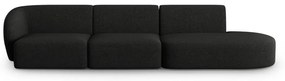 Czarna sofa z tkaniny szenilowej lewostronna 311 cm Paolo – Milo Casa