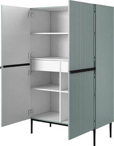Kredens Nicole z metalowymi uchwytami i nogami 100 cm - szałwia / czarne nóżki - Limitowana oferta