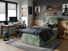 Łóżko tapicerowane boxspring DIRELIS VIBE 90x200 cm ciemnozielone Materac: Materac sprężynowy Bonell