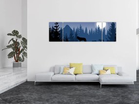 Obraz - Wataha wilków pod księżycem w pełni (170x50 cm)