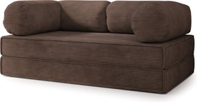 Masseno Sofa piankowa ALVIO z funkcją spania, Kanapa z pianki do salonu, Bezmontażowa, Tkanina sztruksowa – Brązowy POSO 06